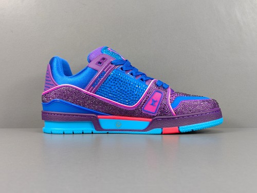 Louis Vuitton Trainer Fashion Low Casual Board Shoes Men Rhinestone Rendering Sneakers