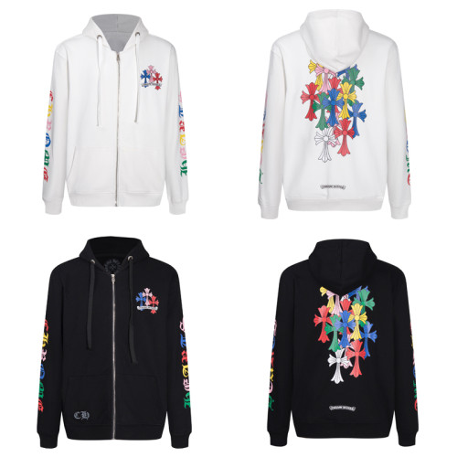 Chrome Hearts Alphabet Colorful Cross Group Printed Zipper Sweater