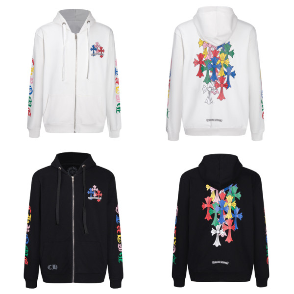 Chrome Hearts Alphabet Colorful Cross Group Printed Zipper Sweater
