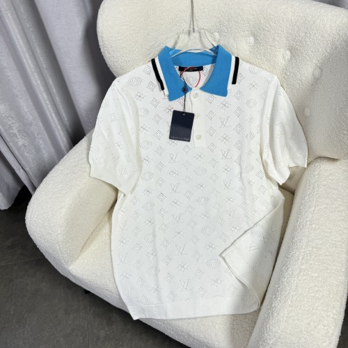 Louis Vuitton New Fashion Hollow Jacquard Polo T-shirt Unisex Casual Street Short Sleeve
