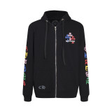 Chrome Hearts Alphabet Colorful Cross Group Printed Zipper Sweater