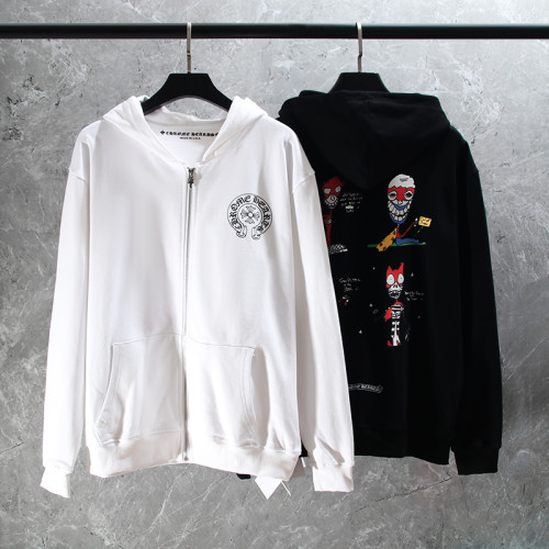 Chrome Hearts Classic Graffiti Skeleton Hooded Zipper Hoodie
