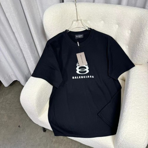 Balenciaga Classic Double B Overlapping Flame Print T-shirt Unisex Casual Cotton Short Sleeve
