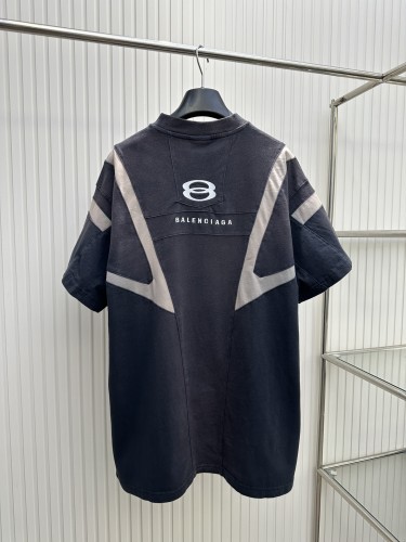 Balenciaga High Street Double Ring Spliced Racing Short Sleeve T-shirt