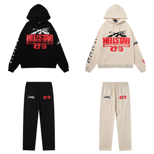 Hellstar Skull Print High Quality Terry Hoodie Sweatshirt Set