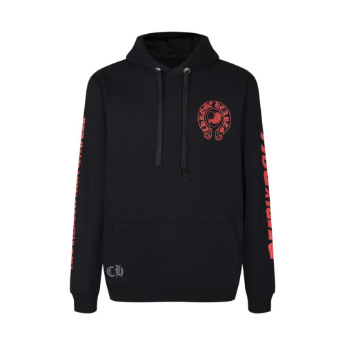 Chrome Hearts Couple Casual Red Horseshoe Printed Hoodie