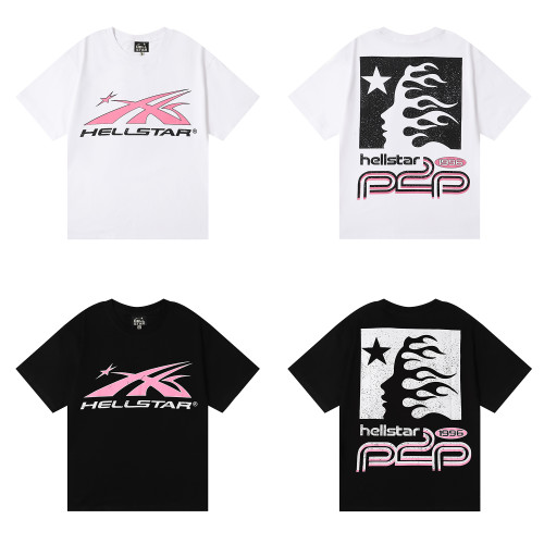 Hellstar Pink Printed Short Sleeve Unisex Casual Loose T-shirt