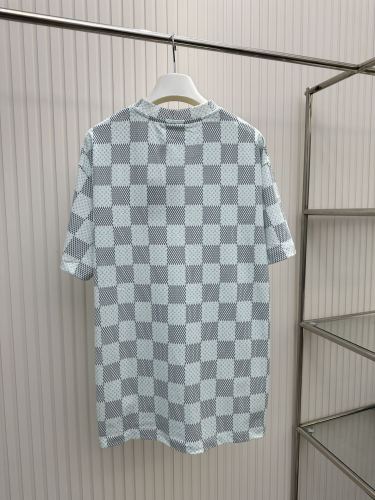 Louis Vuitton Fashion Green Checkerboard Short Sleeved T-shirt