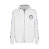 Chrome Hearts Unisex Classic Colorful Horseshoe Arm Hooded Zipper Hoodie