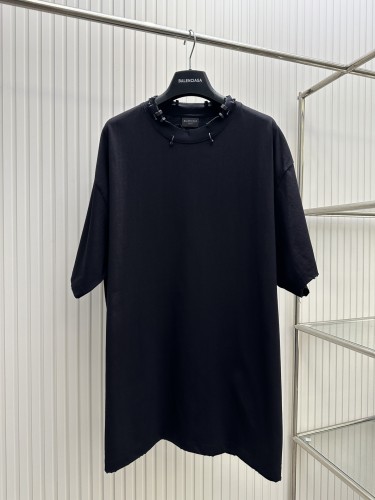 Balenciaga New Fashion Neckline Metal Puncture Short Sleeved T-shirt
