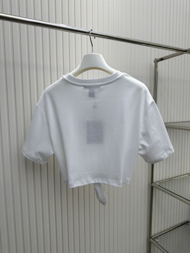 Louis Vuitton Embroidered Logo Chain Hem Tie Short Short Sleeve Women's T-shirt
