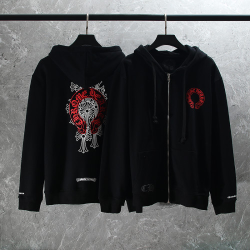 Chrome Hearts Foam Red Horseshoe Phantom Cross Zipper Hoodie