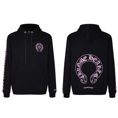 Chrome Hearts Fashion Pink Horseshoe Sanskrit Printed Hoodie Couple Loose Casual Sweatshirt