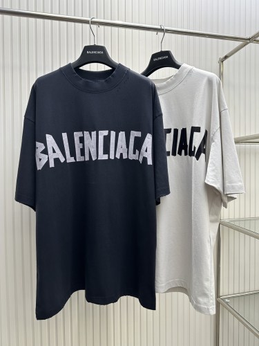 Balenciaga High Street Meiwen Paper Tape Letter Short Sleeve T-shirt
