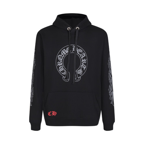 Chrome Hearts Fashion Horseshoe Print Pullover Hooded Couple Loose Casual Sweatshirt