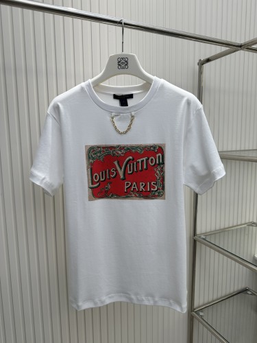 Louis Vuitton Chain Letter Pattern Printed Casual Short Sleeved T-shirt