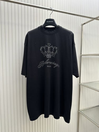 Balenciaga Fashion Flash Diamond Crown Short Sleeved T-shirt
