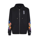 Chrome Hearts Unisex Cross Group Split Leather Zipper Hoodie