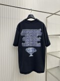 Balenciaga Classic Diamond Print Crack Damaged Washed Short Sleeved T-shirt