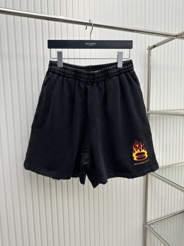 Balenciaga Fashion Flame Double Ring Printed Washed Casual Shorts
