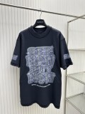 Balenciaga Classic Diamond Print Crack Damaged Washed Short Sleeved T-shirt