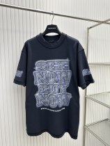 Balenciaga Classic Diamond Print Crack Damaged Washed Short Sleeved T-shirt