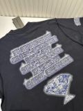 Balenciaga Classic Diamond Print Crack Damaged Washed Short Sleeved T-shirt