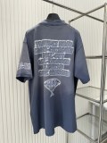 Balenciaga Classic Diamond Print Crack Damaged Washed Short Sleeved T-shirt