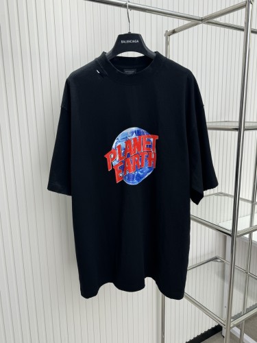 Balenciaga New Letter Print Perforated Short Sleeves