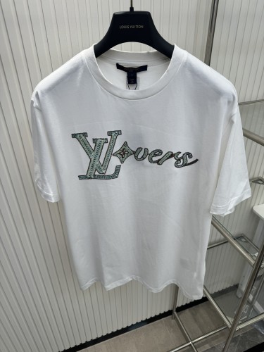 Louis Vuitton Heavy Industries Beaded Embroidery Beaded Gradient Letter Logo Half Sleeve T-shirt