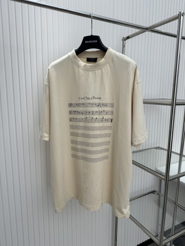 Balenciaga New Note Print Perforated T-shirt