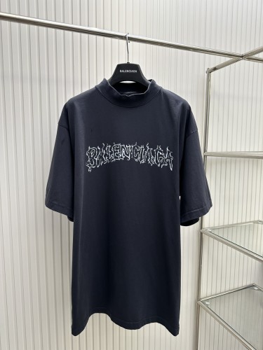 Balenciaga Fashion Couple Flame Letter Short Sleeved T-shirt