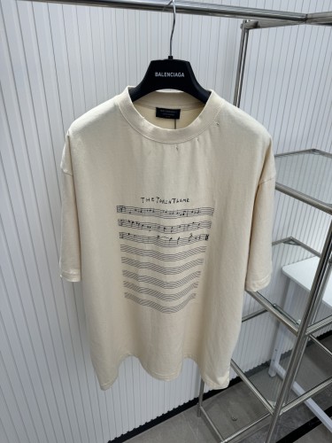 Balenciaga New Note Print Perforated T-shirt