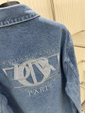 Dior New Retro Workwear Sticker Embroidered Denim Jacket Coat
