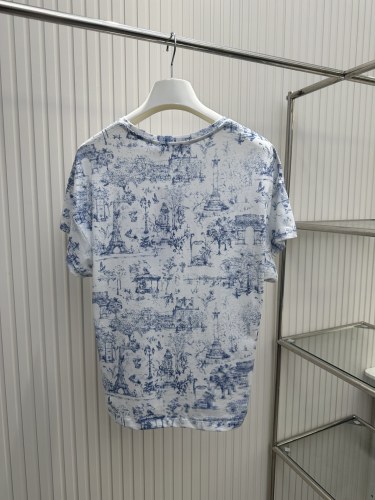 Dior Full Print Forest Positioning Embroidered Short Sleeved T-shirt