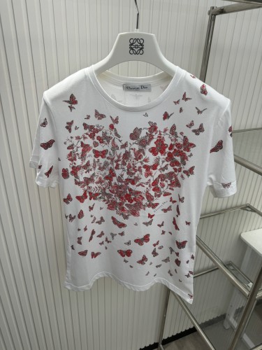 Dior Women's Vesel Ruyi Butterfly Love Element Printed T-shirt
