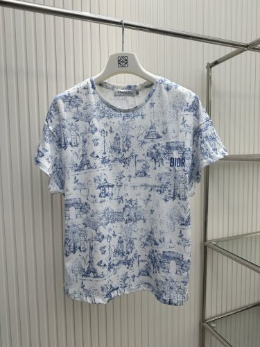 Dior Full Print Forest Positioning Embroidered Short Sleeved T-shirt