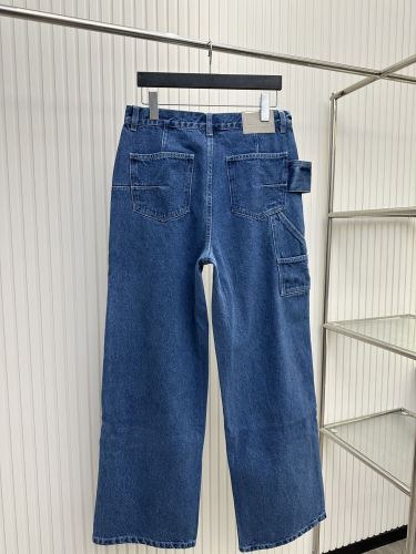 Dior High Street Embroidered Diamondback Straight Leg Casual Denim Pants