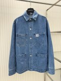 Dior New Retro Workwear Sticker Embroidered Denim Jacket Coat
