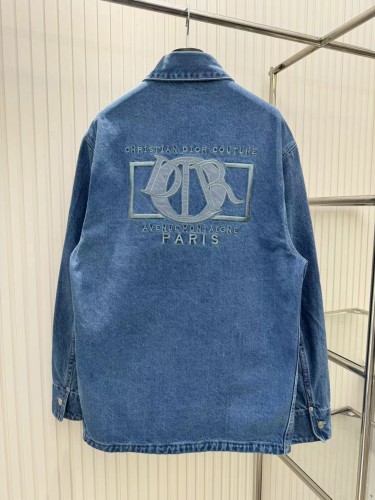 Dior New Retro Workwear Sticker Embroidered Denim Jacket Coat