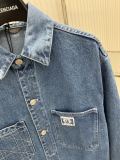 Dior New Retro Workwear Sticker Embroidered Denim Jacket Coat