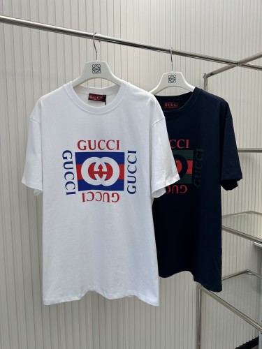 Gucci Couple Square Letter Printed Casual Short Sleeves
