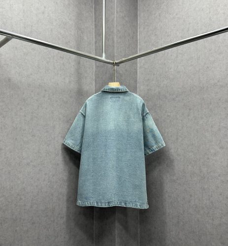 Prada Classic Triangle Washed Button Denim Shirt