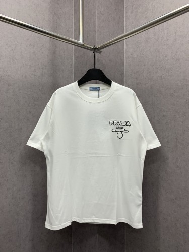 Prada Classic 3D Logo Print T-shirt Unisex Casual Loose Short Sleeves