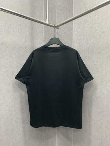 Prada Classic Triangle Leather Logo T-shirt Unisex Loose Short Sleeves