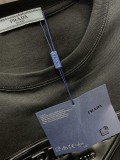 Prada Classic Triangle Leather Logo T-shirt Unisex Loose Short Sleeves