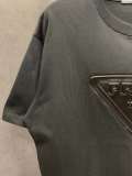 Prada Classic Triangle Leather Logo T-shirt Unisex Loose Short Sleeves