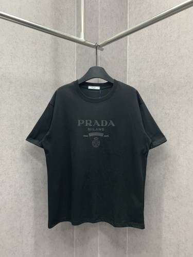 Prada Classic Logo Print T-shirt Unisex Casual Loose Short Sleeves