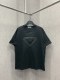 Prada Classic Triangle Leather Logo T-shirt Unisex Loose Short Sleeves