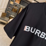 Burberry Classic Micro Label Overlap Printed Cotton Loose Short Sleeves